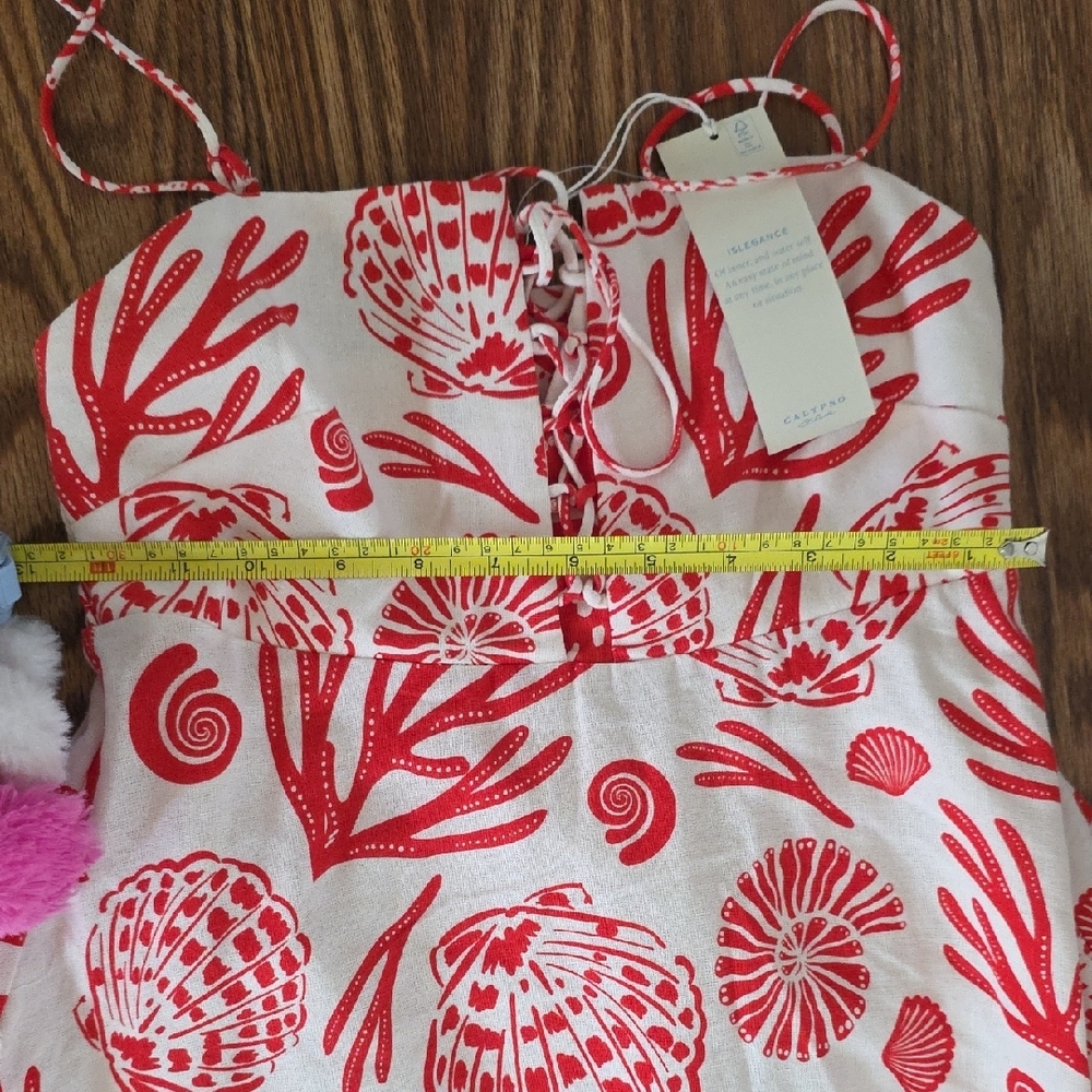 Girls Red and White Shell-Print Sundress - Picture 3 of 7